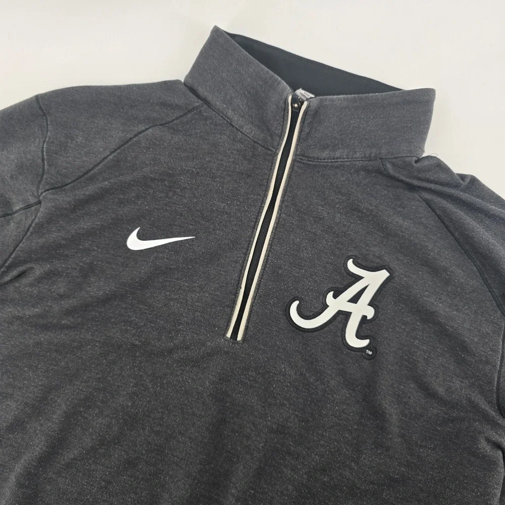 Nike Alabama Crimson Tide Dri-FIT Quarter Zip Pullover Charcoal Gray Mens Medium